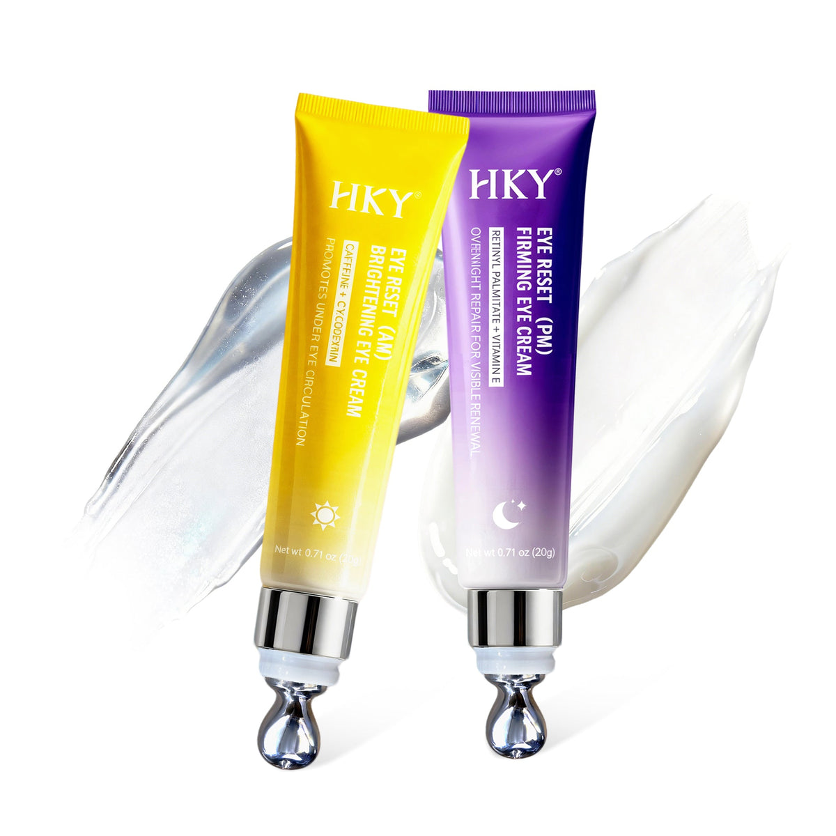 HKY AM/PM Eye Reset System for an eye serum versus eye cream routine guide