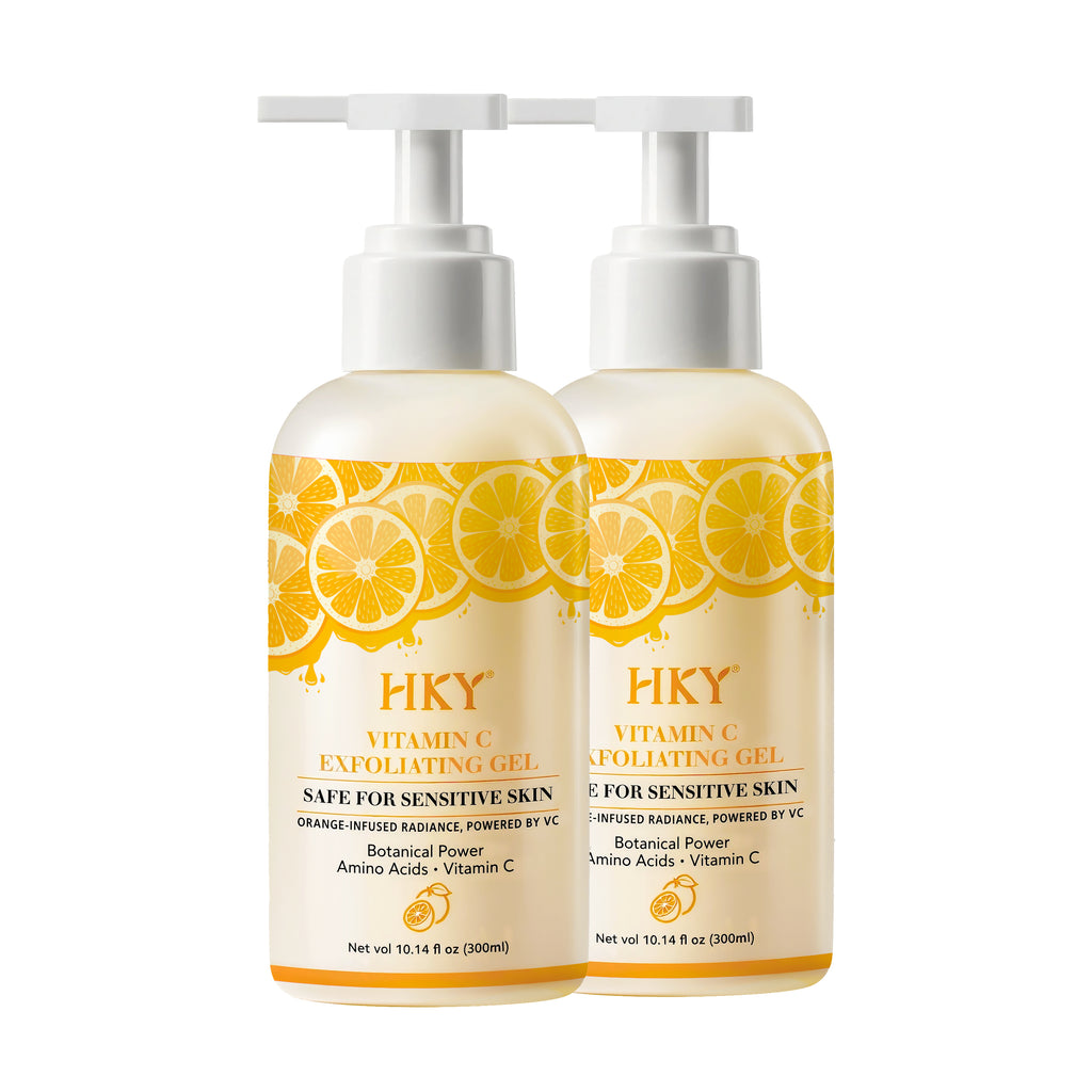 HKY Vitamin C Exfoliating Gel 300ml | Salicylic Acid + Hydrated Silica, Gentle Face & Body Peeling Gel, Helps Unclog Pores, Sensitive-Skin Friendly