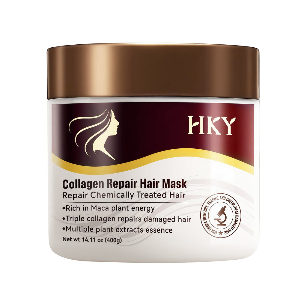 HKY Collagen Repair Hair Mask 400g - Intensive Conditioner for Chemically Treated Hair with Maca B5 & Collagen for Smooth Strength & Shine - Haircare