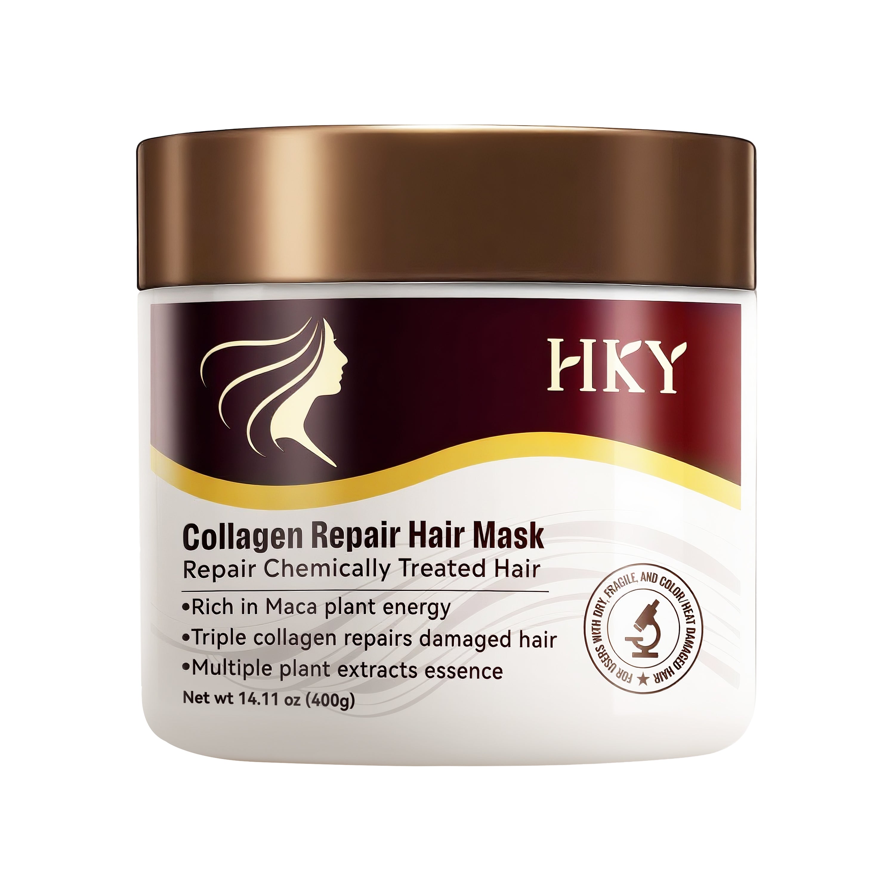 HKY Collagen Repair Hair Mask 400g - Intensive Conditioner for Chemically Treated Hair with Maca B5 & Collagen for Smooth Strength & Shine - Haircare