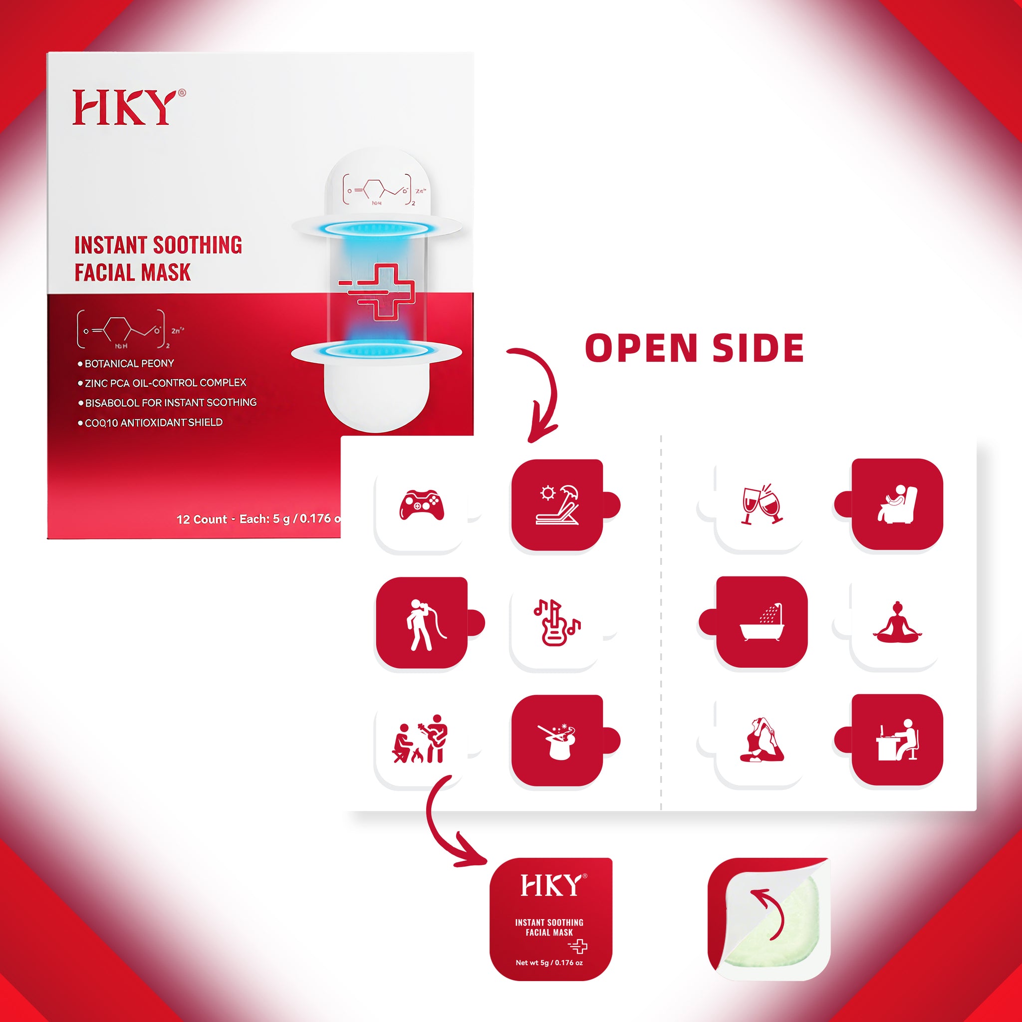 HKY Instant Soothing Facial Mask - Emergency Relief with Bisabolol & Zinc PCA