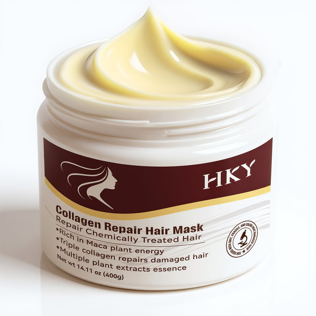 HKY Collagen Repair Hair Mask 400g - Intensive Conditioner for Chemically Treated Hair with Maca B5 & Collagen for Smooth Strength & Shine - Haircare