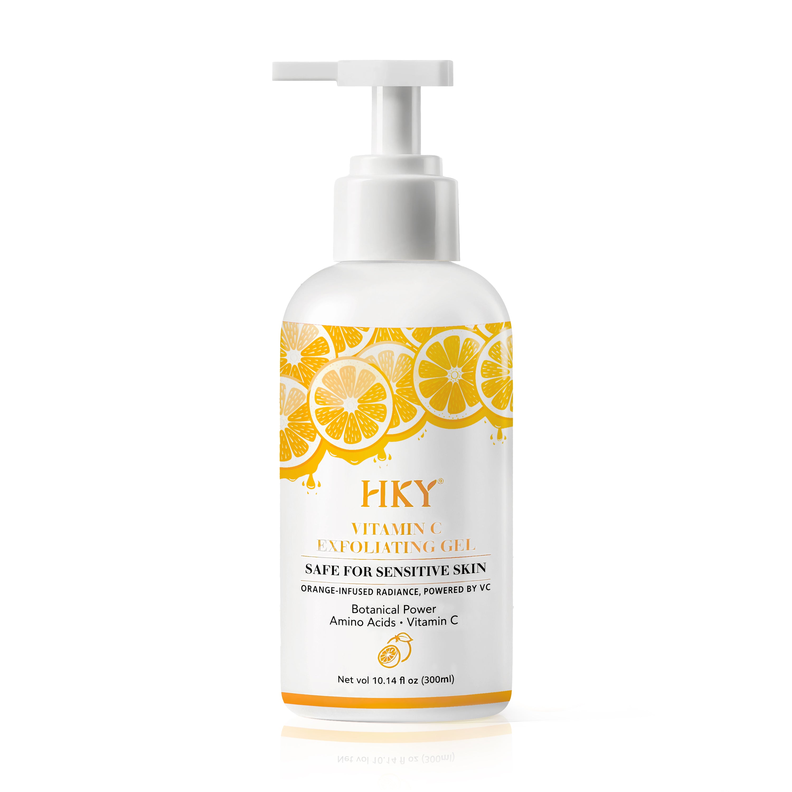 HKY Vitamin C Exfoliating Gel 300ml | Salicylic Acid + Hydrated Silica, Gentle Face & Body Peeling Gel, Helps Unclog Pores, Sensitive-Skin Friendly