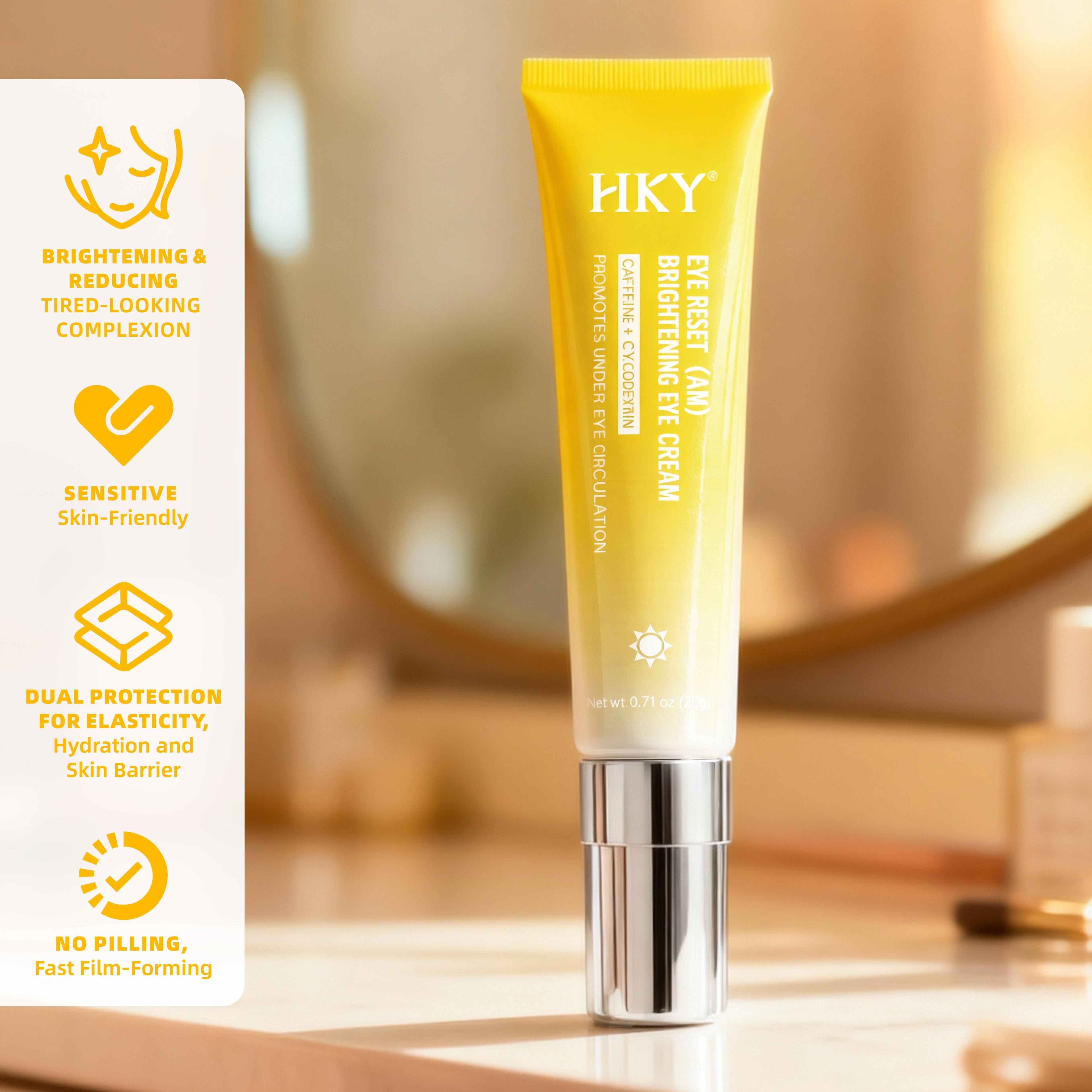 HKY AM PM Caffeine-infused eye serum and eye essence can eliminate dark circles and puffiness, reduce wrinkles and fine lines, and eliminate puffiness with a 360° massage ball for a comfortable skincare experience