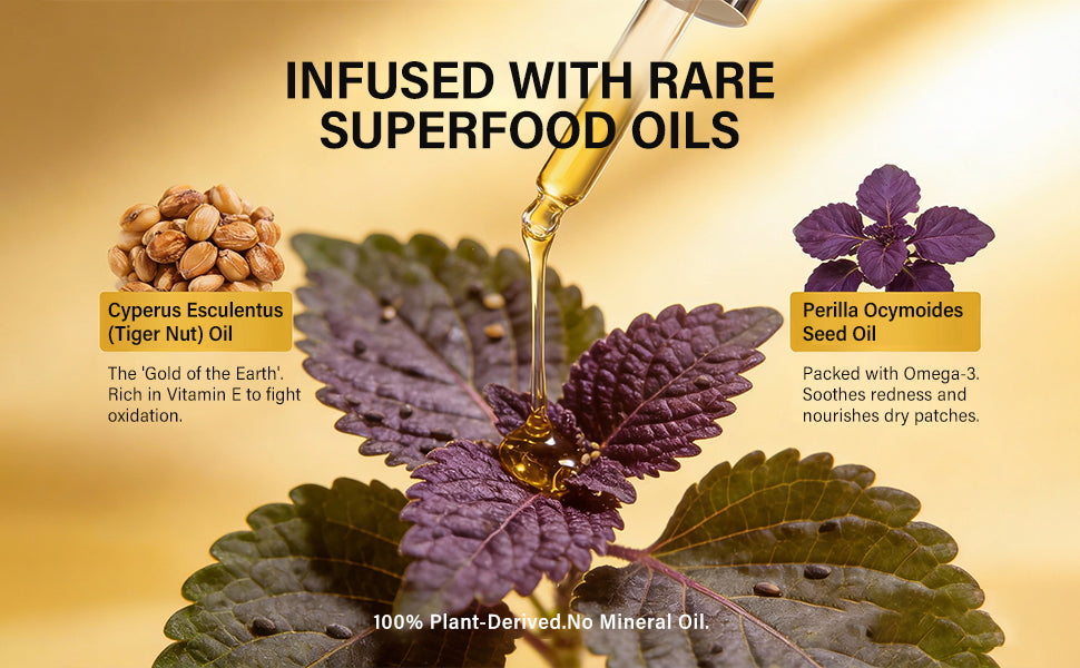 HKY Bi-Phase Face Oil Serum for Dry & Dull Skin - Hydrating Overnight Repair Ampoule with Lactobacillus Ferment & Plant Oils - Non-Greasy Anti-Aging Moisturizer for Face, 30ml