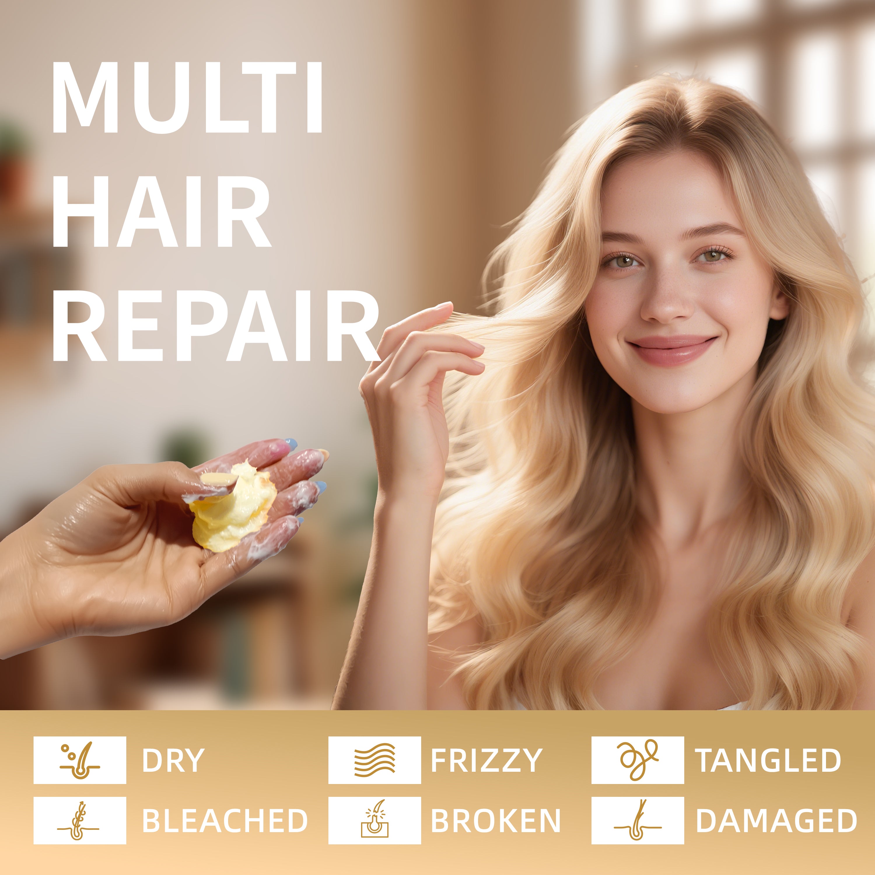 HKY Collagen Repair Hair Mask 400g - Intensive Conditioner for Chemically Treated Hair with Maca B5 & Collagen for Smooth Strength & Shine - Haircare