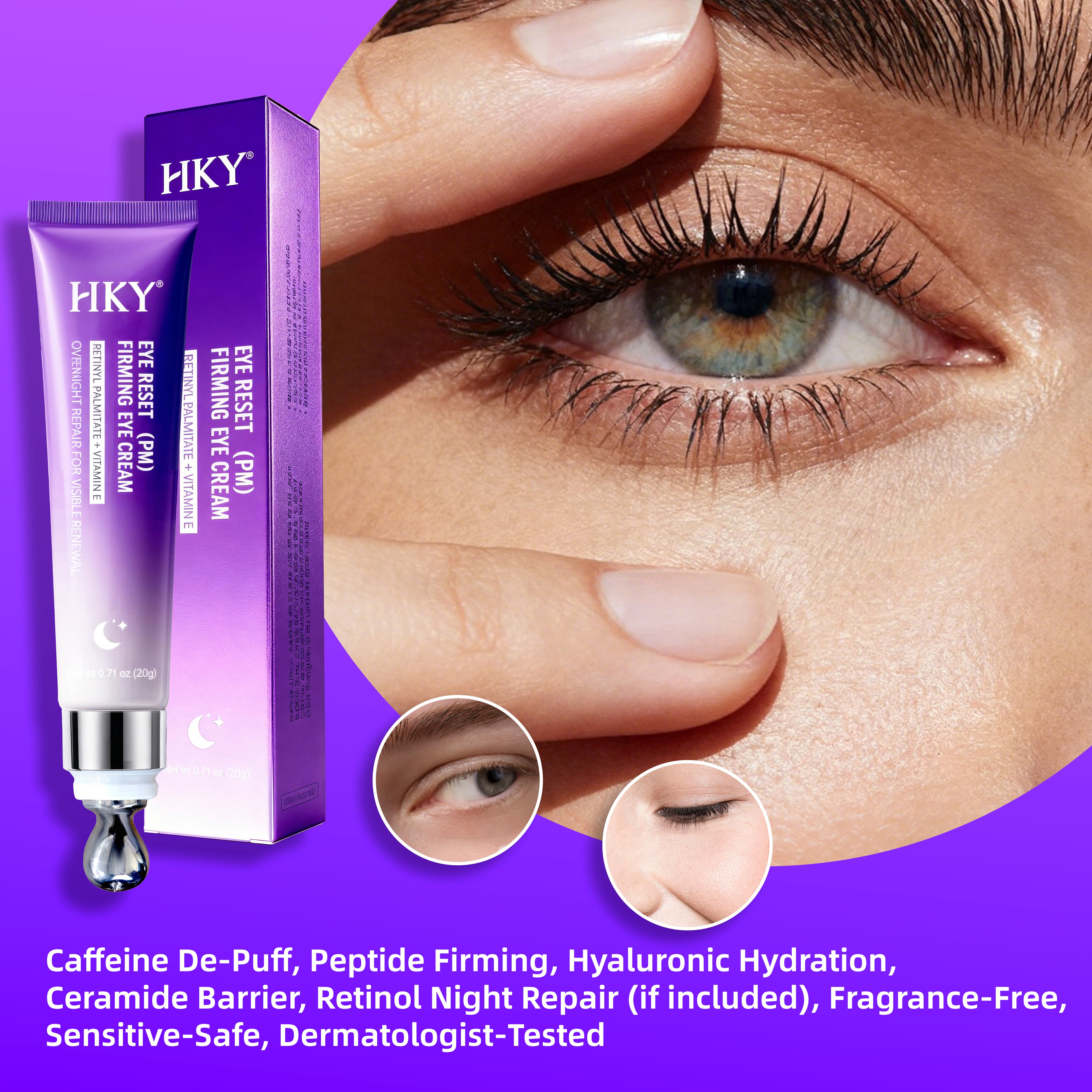 HKY AM PM Caffeine-infused eye serum and eye essence can eliminate dark circles and puffiness, reduce wrinkles and fine lines, and eliminate puffiness with a 360° massage ball for a comfortable skincare experience
