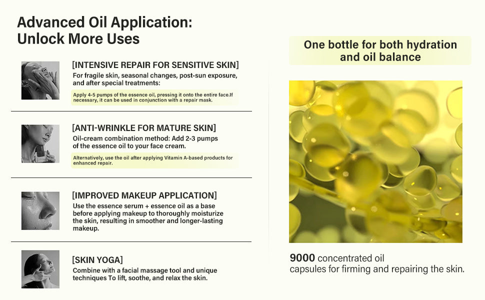 HKY Bi-Phase Face Oil Serum for Dry & Dull Skin - Hydrating Overnight Repair Ampoule with Lactobacillus Ferment & Plant Oils - Non-Greasy Anti-Aging Moisturizer for Face, 30ml