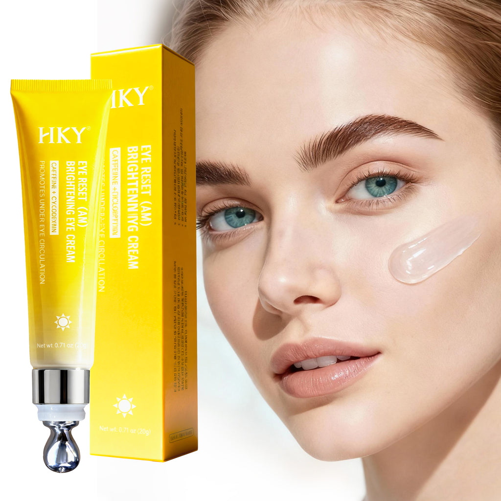 HKY AM/PM Eye Reset System - Day & Night Cream Set with Zamak Metal Massage Head