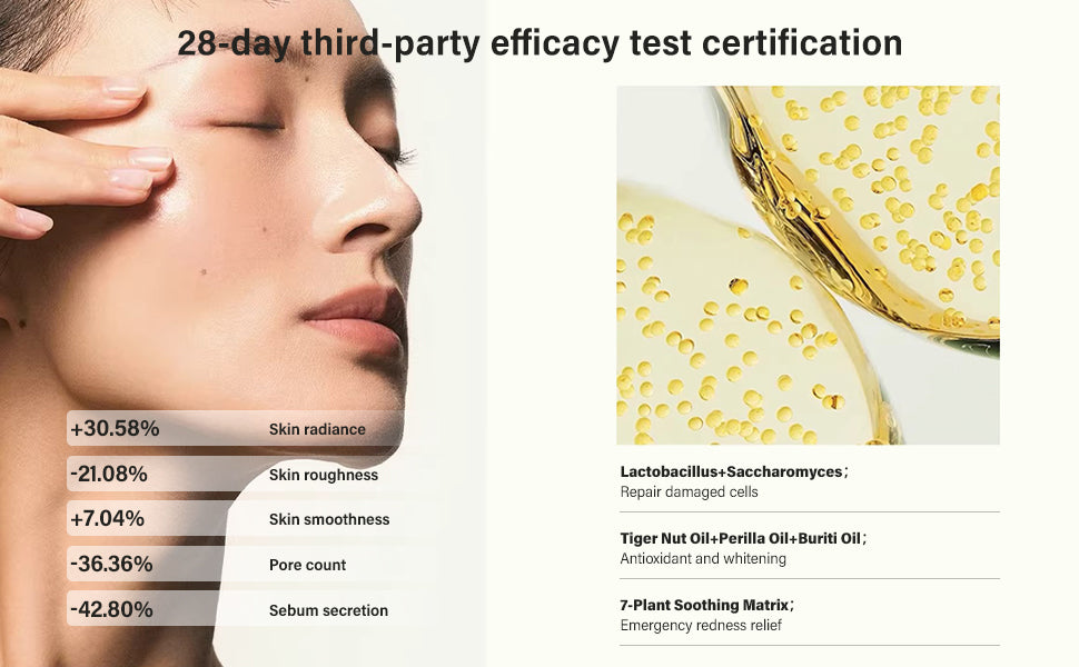 HKY Bi-Phase Face Oil Serum for Dry & Dull Skin - Hydrating Overnight Repair Ampoule with Lactobacillus Ferment & Plant Oils - Non-Greasy Anti-Aging Moisturizer for Face, 30ml