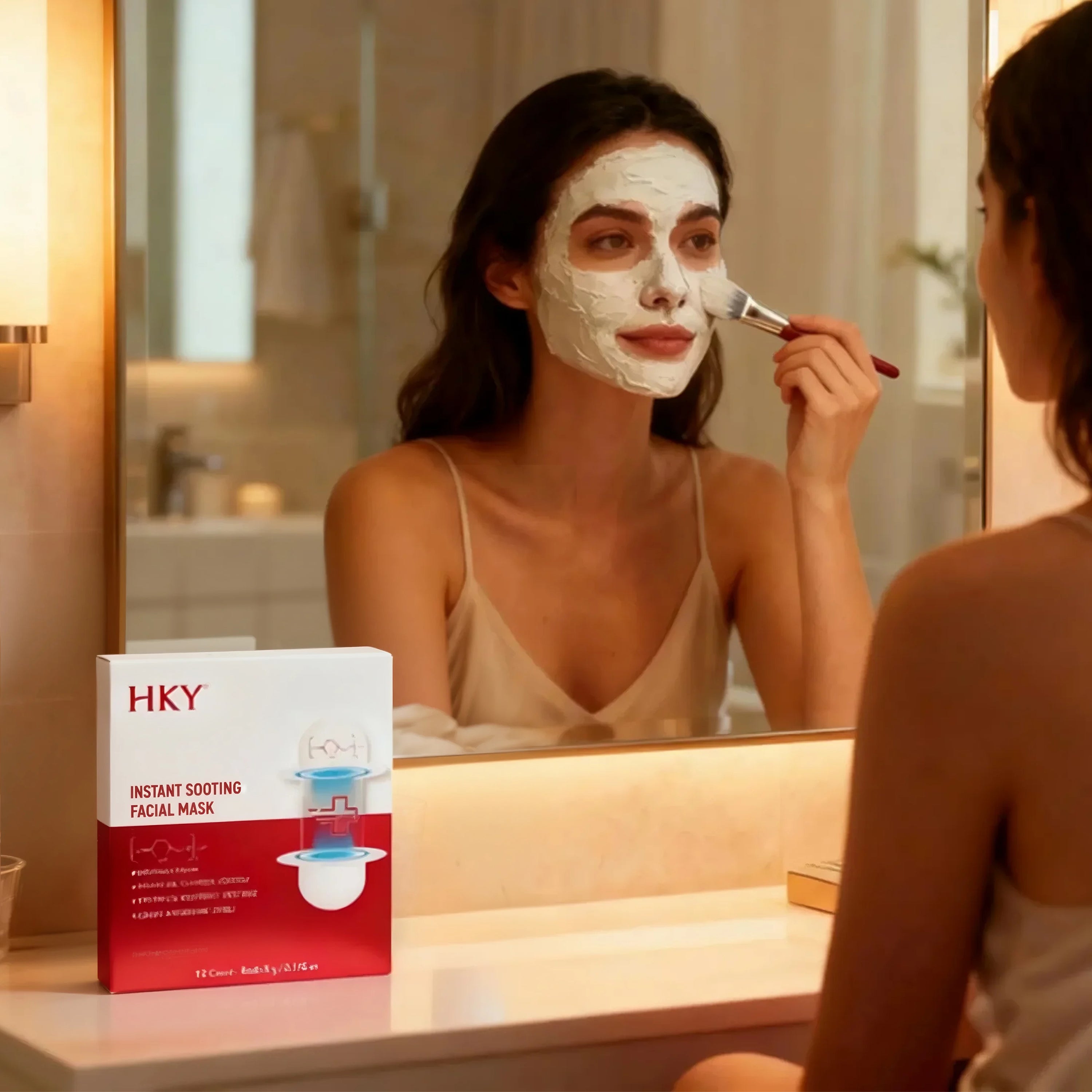 HKY Cooling Anti-Redness Facial Mask, Instant Soothing with Zinc PCA + Bisabolol, Hydrating Oil-Control, Travel Pods, 12 Pack (5g Each)