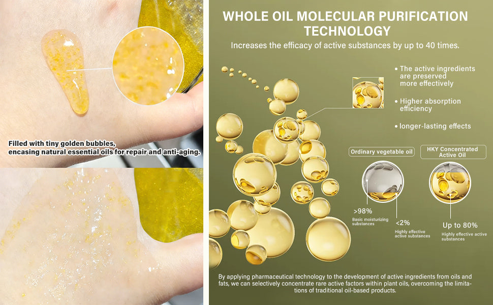 HKY Bi-Phase Face Oil Serum for Dry & Dull Skin - Hydrating Overnight Repair Ampoule with Lactobacillus Ferment & Plant Oils - Non-Greasy Anti-Aging Moisturizer for Face, 30ml