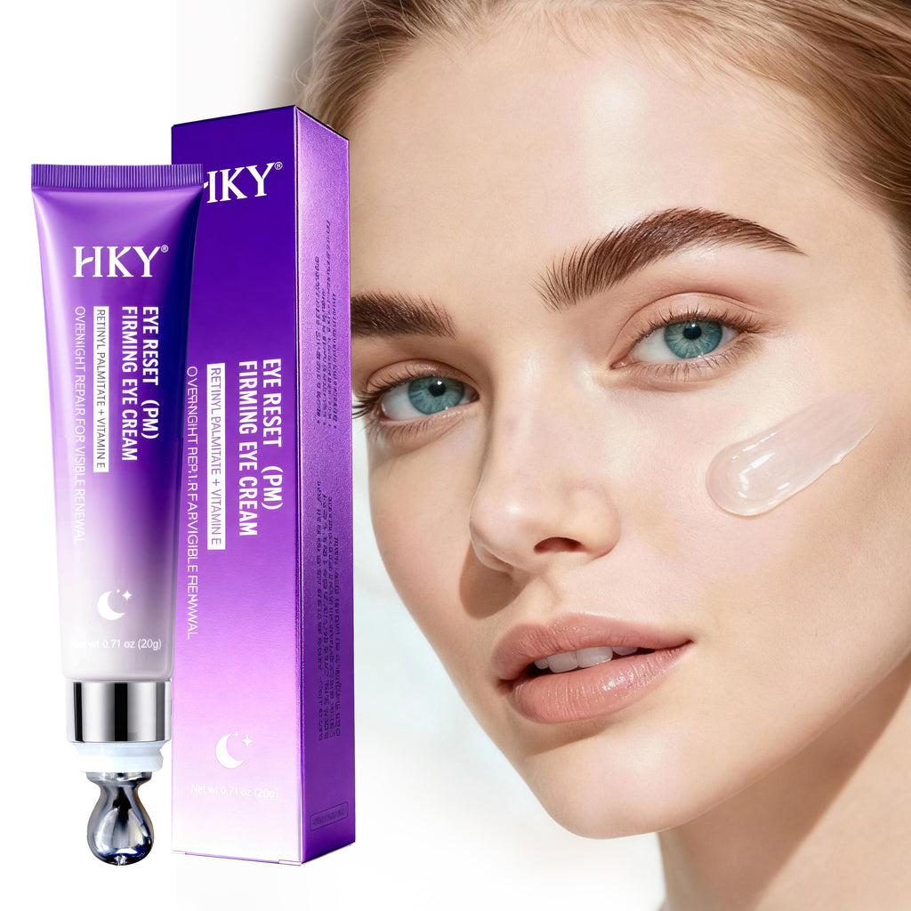 HKY AM/PM Eye Reset System - Day & Night Cream Set with Zamak Metal Massage Head