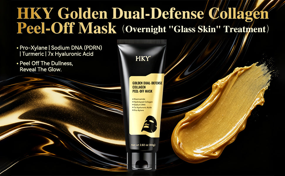 HKY Golden Collagen Wrapping Peel Off Mask - Collagen & Biotin Peel-off Facial Mask, Deep Moisturizing Facial Mask, Lifting and Firming Face Mask, Facial Skin Care Product for Women & Men Pro-Xylane & Niacinamide - Hydrating (2.82 oz)
