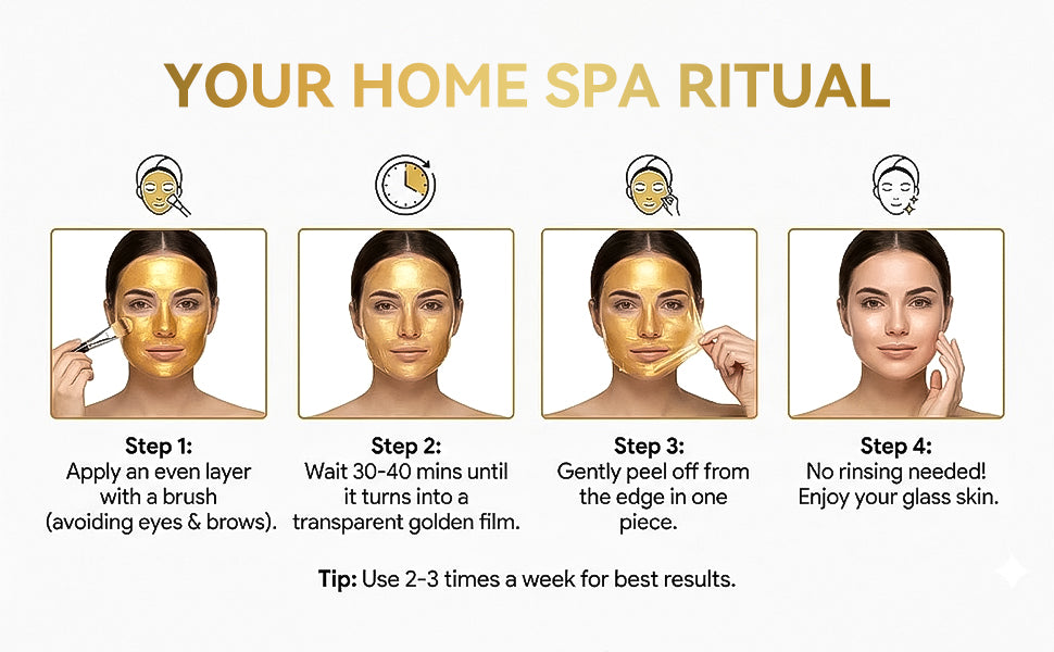 HKY Golden Collagen Wrapping Peel Off Mask - Collagen & Biotin Peel-off Facial Mask, Deep Moisturizing Facial Mask, Lifting and Firming Face Mask, Facial Skin Care Product for Women & Men Pro-Xylane & Niacinamide - Hydrating (2.82 oz)