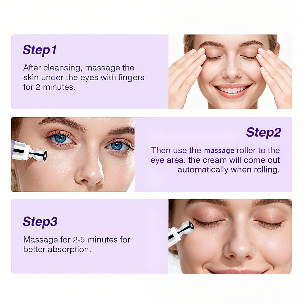 HKY AM/PM Eye Reset System - Day & Night Cream Set with Zamak Metal Massage Head
