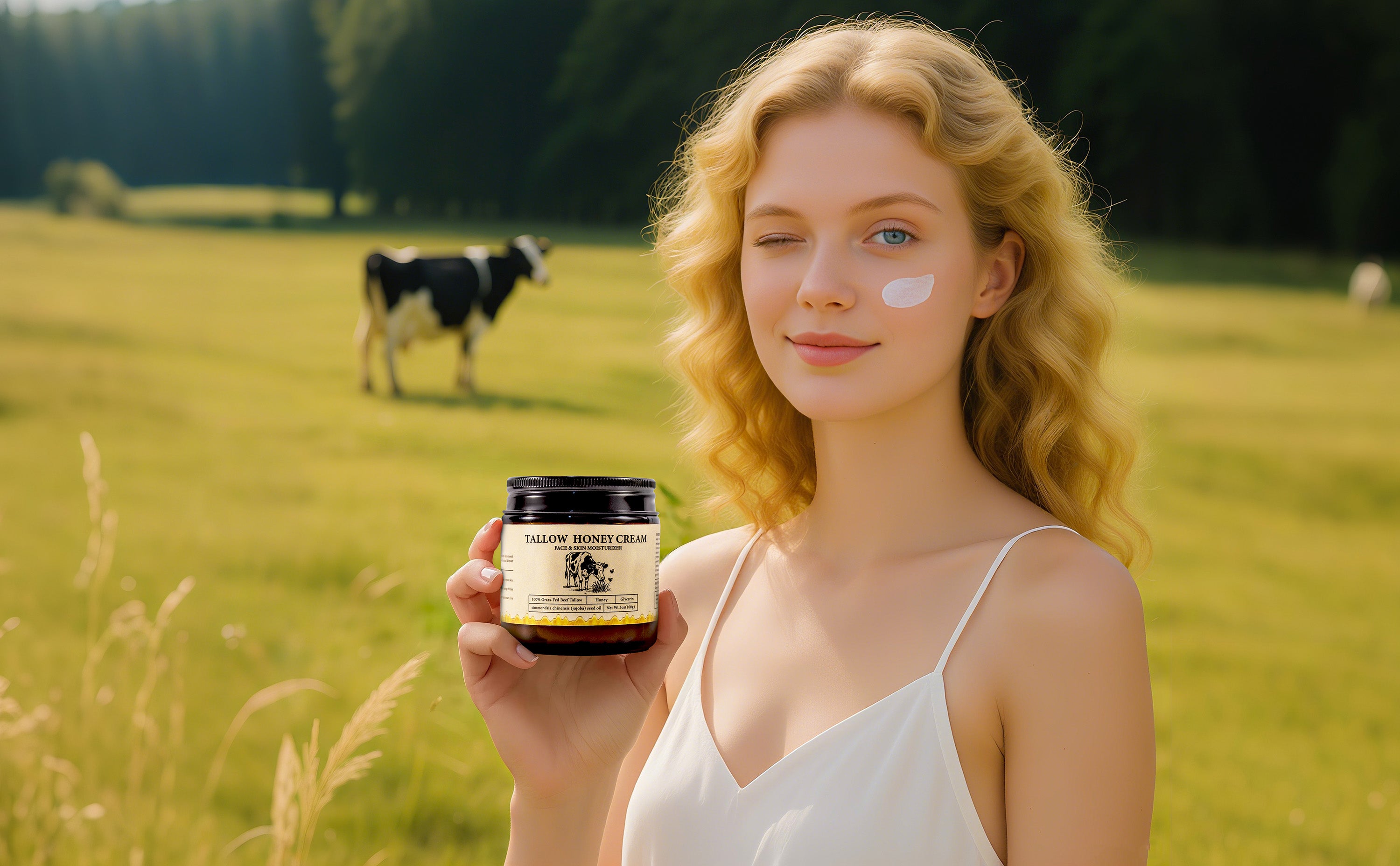 2Bmagic Beef Tallow Face Cream - Nourishing Face Cream, Moisturizer, Body Lotion, Skin Care and Lip Balm Hydrating Moisturizer 3.5oz Moisturizing Oil Organic Honey