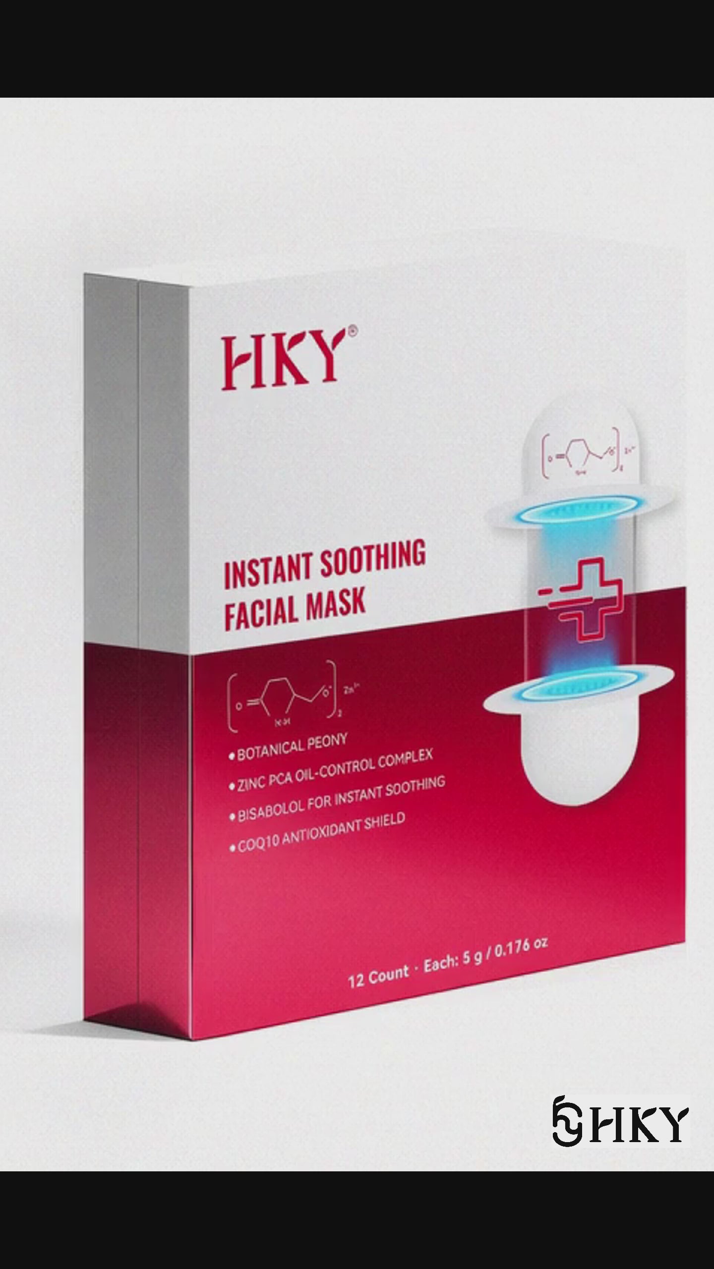 HKY Cooling Anti-Redness Facial Mask, Instant Soothing with Zinc PCA + Bisabolol, Hydrating Oil-Control, Travel Pods, 12 Pack (5g Each)